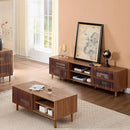 Bonzy Home 70" Mid Century Modern TV Stand, TV Console for TV up to 75", Slatted Entertainment Center with Storage and Open Shelves for Living Room, Bedroom, and Media Room by CozyNest Decor