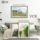 VCK 27x40 Poster Frame 3 Pack - Brown Walnut, Natural Textured Solid Wood Picture Frame, Wall Mounting Hanging