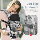Baby Carrier with Lumbar Support, Cozy Baby Carrier Newborn to Toddler with Adjustable Seat Size, Ergonomic Infant Carrier with 3-Way Carry, Front Facing Toddler Hodler Carrier for Mom & Dad, Zebra by TinyTreasures Baby Boutique