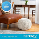 BIRDROCK HOME Round Pouf Ottoman | Cotton Braided Foot Stool with Bean Bag Filling | Boho Foot Rest for Living Room & Bedroom | Compact & Comfortable Seating, Lightweight & Soft | Ivory by CozyNest Decor