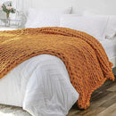 Bigacogo Chunky Knit Throw Blanket for Couch, 51x63 inches, 100% Hand Knitted with Thick Jumbo Chenille Yarn, Cozy Soft Large Rope Knot Cable Crochet Blankets for Sofa Bed Living Room, Burnt Orange by CozyNest Decor