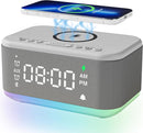 Alarm Clock Speaker Wireless Charger, Digital Alarm Clocks Bedrooms Bluetooth, Alarm Clock Dimmable Light Bedrooms Dual Alarm Snooze Dimmer 12 24H RGB Night Light Bluetooth USB AUX, Gray by TinyTreasures Baby Boutique