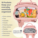 RUVALINO Diaper Bag Backpack, Multifunction Travel Back Pack for Girls, Maternity Baby Changing Bags with Changing Pad for Mom, Large Capacity, Waterproof and Stylish, Pink by TinyTreasures Baby Boutique