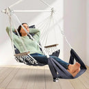 Patio Swing Chair with Adjustable Footrest & Headrest-Quilted Fabric&Steel Spreader Bar, Wooden Armrests for Porch/Garden;350lbs Capacity;Hardware kit Included Dark Grey by GreenHaven Gardens