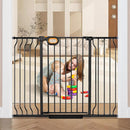 owlie 37.4" Extra Tall Wide Baby Gate for Stairs Doorways,29-52 Inch Extra Large Long Baby Gate with Door Indoor Safety Metal Pressure Mounted Pet Gate with Walk-Thru Auto Close, Black by TinyTreasures Baby Boutique