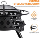 Red Mountain Valley 30'' Outdoor Wood Burning Fire Pit, 2-in-1 Large Round Fire Pit for Outside, Outdoor Fireplaces with Spark Screen, Fire Poker, Cover, Ideal for Patio, Backyard, Camping, Picnic by GreenHaven Gardens