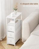TUTOTAK Narrow Night Stand, Slim End Table, Tall Side Table with 3 Fabric Drawer, Small Bedside Table with Storage, Set of 2, for Living Room, Bedroom, White TB01BW072 by CozyNest Decor
