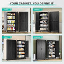 75" Tall Pantry Cabinet,Farmhouse Kitchen Pantry Storage Cabinets with 2 Doors and 5 Shelves,Black Metal Storage Cabinet,Large Cupboard for Home,Kitchen,Dining/Living Room by CozyNest Decor