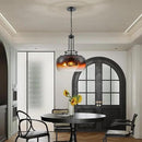 WUZUPS Chandelier Rustic Farmhouse Industrial Round Ceiling Pendant LED Light Fixture with Amber Gradient Black Glass Shade for Dining Room Kitchen Island Foyer Entryway, H 20.9" W 15.9", E26 Base by CozyNest Decor