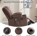 Rocker Recliner Chair with Heat and Massage, 360° Swivel Recliner Chairs for Adults, Heavy Duty Reclining Sofa Chair with USB Port Cup Holders Side Pockets for Living Room (Brown) by CozyNest Decor