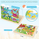 Wooden Animals Puzzles for Kids Age 3 4 5 Year Old, 4 Pack 24 Pcs Montessori Toddler Jigsaw Puzzles for Girl boy Activities Preschool Learning Educational Birthday Gift Travel Autistic Wooden Toys by TinyTreasures Baby Boutique