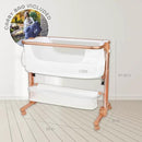 KoolerThings Baby Bassinet, Bedside Sleeper for Baby, Easy Folding Portable Crib with Storage Basket for Newborn, Bedside Bassinet, Comfy Mattress/Travel Bag Included (Bassinet) (White & Gold) by CozyNest Decor