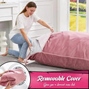Hobestluk 3 in 1 Bean Bag Chair Giant Bean Bag Chairs for Adults with Velvet Cover Convertible Bean Bag Floor Cushion with Machine Washable Cover for Living Room (Velvet Pink) by CozyNest Decor