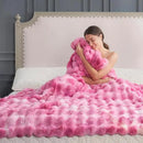 Cozy Bliss Faux Fur Throw Blanket for Couch, Fuzzy Soft Plush Thick Bubble Blanket for Sofa Bedroom Living Room, 60 * 80 Inches Tie Dye Pink by CozyNest Decor