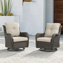 Outdoor Patio Swivel Rocker Chairs - Wicker Rattan Patio Swivel Rocking Chairs Set of 2 with High Back,Deep Seating and Comfort Cushions for Deck Porch Garden,Brown/Beige by GreenHaven Gardens