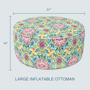 LVTXIII Indoor/Outdoor Inflatable Ottoman, D31 x H14 Inch Large Round Ottoman, All Weather Foot Rest Stool, Portable Footrest for Patio, Garden, Camping and Home - Damask Red by CozyNest Decor
