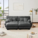 Loveseat Modular Sectional Sofa, U Shaped Couch with Ottoman, Cloud Couch Sectional Couch Home Sofa Living Room Oversized Couch Deep Seat Couch with Round Bolster Armrests 4 Pillows(Gray) by CozyNest Decor