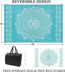 Pauwer Waterproof Outdoor Rug 5x8, Reversible Plastic Straw Patio Camping Rug, Indoor Outdoor RV Mat Carpet for Deck, Camper, Porch, Balcony, Backyard, Picnic, Floral Teal by GreenHaven Gardens