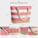 YOOLIFE Initial Canvas Waterproof Beach Tote Bag Zipper Personalized Gifts for Women Her Birthday Travel Beach Essential by TinyTreasures Baby Boutique