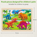SYNARRY Large Wooden Dinosaur Puzzles for Toddlers 2-4, Wood Dino Puzzles for Kids Ages 4-6, Dinosaur Toys for Kids 3-5, Preschool Educational Children Learning Gifts for 3 4 5 Year Old Boys Girls by TinyTreasures Baby Boutique