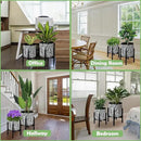 10 & 12 Inches Plant Pot with Stand Set of 2, Decorative Palm Leaves Printing Planter with Holder, Garden Pot for Snake Plant, Monstera, Houseplants - Indoor Outdoor Flower Pots with Drainage Holes by CozyNest Decor