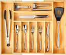 Umilife Large Expandable Kitchen Silverware Utensils Drawer Organizer, 2.5" Extra High Adjustable Drawer Divider with Curved Grooves, Bamboo Wood Cutlery Tray Flatware Holder by CozyNest Decor