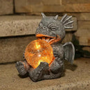 Solar Powered Dragon LED Light Garden Statue Outdoor Decorative Sculpture with Crackle Glass Ball Waterproof Yard Art Decor for Patio Lawn by GreenHaven Gardens