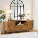 63" Fluted TV Stand for Tvs up to 70", Mid-Century Modern Entertainment Center with Drawers and Fluted Doors, Curved TV Media Console Table with Sliding Doors for Living Room, Bedroom (63") by CozyNest Decor