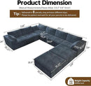 Oversized Modular Sectional Cloud Couch,157.5" U Shaped Modern Sofa with 2 Ottoman and 2 Middle Seats,Upholstered Couches with Corduroy Fabric for Living Room Furniture,No Assembly Required,Blue by CozyNest Decor