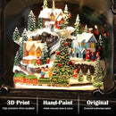 Christmas Snow Globe Lantern Christmas Decorations Gifts Snowy Village Scene Snowman Church Cabin Train Musical Glitter Snowfall USB/Battery Timer 12 inch by CozyNest Decor