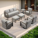 Outdoor Wicker Patio Furniture Set - 8 Piece Patio Conversation Set with 4 Wicker Swivel Rocker Chairs,2 Rattan Ottoman 1 Side Table and 1 Couch,Thick Cushions,Deep Seating(Mixed Grey/Grey) by CozyNest Decor