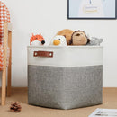 DULLEMELO [Set of 4 Storage Cubes Baskets for Organizing, 12 x 12 x 12 inch Cube Storage Organizer Bins with Leather Handles, Foldable Fabric Cloth Bins for Cube Storage(4 Pack - 12" White&Grey) by TinyTreasures Baby Boutique