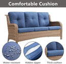 Outdoor Wicker Patio Furniture Set - 6 Piece Rattan Patio Conversation Set with 2 Rocking Swivel Chairs,2 Ottomans,1 Sofa and 1 Coffee Table for Porch Deck Backyard Garden(Yellow/Blue) by GreenHaven Gardens