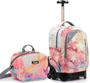 NEW TILAMI Girls 18 inch Rolling Backpack - Large Capacity, Waterproof, Adjustable Handle, Stylish Design, Ideal for School & Travel, Starshine by TinyTreasures Baby Boutique