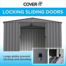 Cover It 6' x 4' Galvanized Steel Outdoor Storage Shed with Pent Roof and Lockable Sliding Doors, Weather-Resistant Steel Storage Shed for Backyards, Gray by GreenHaven Gardens