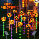 12 Pack Solar Pumpkin Lights for Halloween Decorations Outdoor, Waterproof Halloween Pathway Lights with 8 Modes, Orange Purple and Green Halloween Walkway Stake Lights for Yard Garden Party Decor by CozyNest Decor