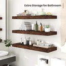 Heimlove 12 Inch Deep Floating Shelves, 12 x 12 inches Long Wall Shelf, Large Extra Display Shelf & Storage Shelf, Rustic Wood Wall Shelves for Fireplace Mantel, Brown - 2Pack by CozyNest Decor