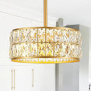 12” 3-Light Modern Crystal Chandeliers Gold Dinning Room Light Fixture, Round Pendant Light Kitchen Island Chandelier, Flush Mount Ceiling Light for Living Room Entryway Bedroom Foyer by CozyNest Decor