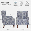 Lumibee Wingback Accent Chair,High Back Floral Armchairs in Fabric,Comfy Upholstered Reading Single Sofa Chair with Solid Wood Legs for Living Room,Bedroom,Office-Navy by CozyNest Decor