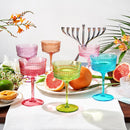Art Deco Colored Crystal Coupe Glass Set Of 6 Large 9 6OZ Stemmed Glassware by The Wine Savant