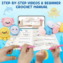 WaldyWop Crochet Kit for Beginners: 3PCS Crochet Animal Kits w/Stress Balls, Step-by-Step Video Tutorials - Wobbles DIY Craft Kit for Adults Kids - Gifts for Girls&Women (Dolphin, Octopus, Axolotl) by TinyTreasures Baby Boutique
