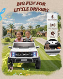 24V Kids Ride On Truck, Licensed Ford F-150 Raptor 2 Seater Electric Car w/Remote Control, Toddler Ride On Car Toys w/LED Lights, Bluetooth, Music, Truck Bed Storage, Soft Start (White) by TinyTreasures Baby Boutique
