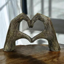 Top Brass Large Rustic Heart Hands Sculpture, 9 3/4” Resin Love Statue – Romantic Decor Accent for Shelf or Mantel – Perfect for Wedding, Valentine's Day or Anniversary (Rustic Wood Grain) by CozyNest Decor