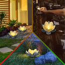 Garden Solar Light Outdoor(2Pack), Amber Crackle Globe Glass Lotus Decoration, Waterproof Gary Metal LED Flower Lights for Patio,Lawn,Walkway,Tabletop, Garden Gifts for Women by CozyNest Decor