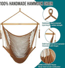 JoyView Hammock Chair with Spreader Bar Caribbean Hammock Swing Chair 300 LBS Weight Capacity XL Rope Hanging Chair for Outdoor Indoor Garden Yard - Brown by GreenHaven Gardens