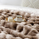 Touchat Luxury 1000GSM Faux Rabbit Fur Throw Blanket, Super Heavy Warm Cozy Brown Blankets for Couch Bed Sofa, Ruched Plush Fuzzy Elegant Soft Reversible Mink Blanket for Living Room Bedroom by CozyNest Decor