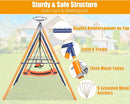 Swing Sets for Backyard 3 Seats - 6 in 1 Swing Set Outdoor for Kids, Extra Large Heavy Duty Metal Swing Frame with 3 Adjustable Swings, Climbing Ladder and Net, Basketball Hoop, Load 700 lbs by TinyTreasures Baby Boutique