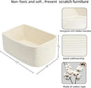 Small Woven Storage Baskets 13“X9”X5“ Decorative Rope Bins for Organizing Shelves, Closets, and Toys, Empty Gift Baskets, Cute Organizer Basket for Home and Office White Large by CozyNest Decor