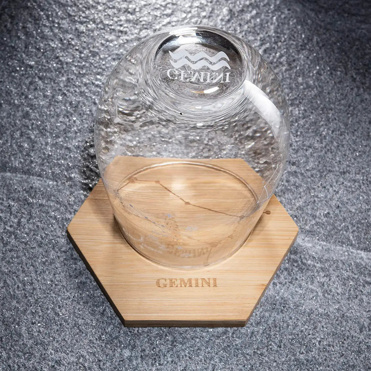Set Of 2 Zodiac Sign Wine Glasses With 2 Wooden Coasters By Astrology Drinking Glass, photo 4 of 6