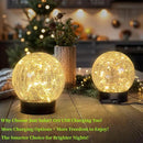 Beautyard Solar Globe Lights Outdoor Large Garden Decor USB Charged 4.72" Diameter 40LED 1000mAh Solar Lights Cracked Glass Globe Power Yard Patio Garden (4.72'' Large 2 Pack Warm White) by CozyNest Decor